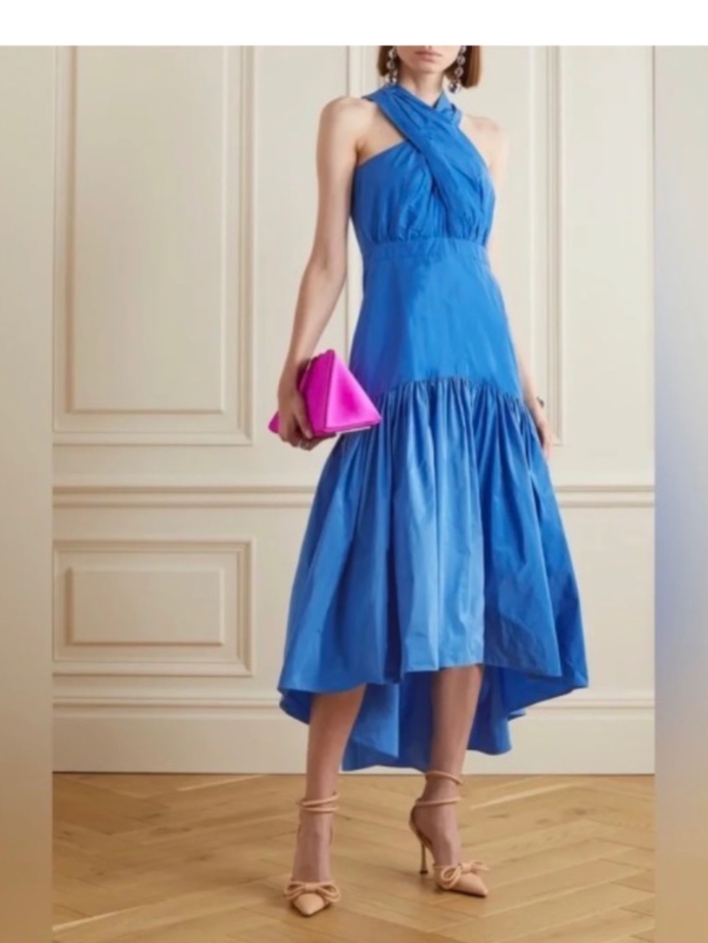 Veronica Beard Radley Taffeta Halter Neck High/Low Midi Size 00